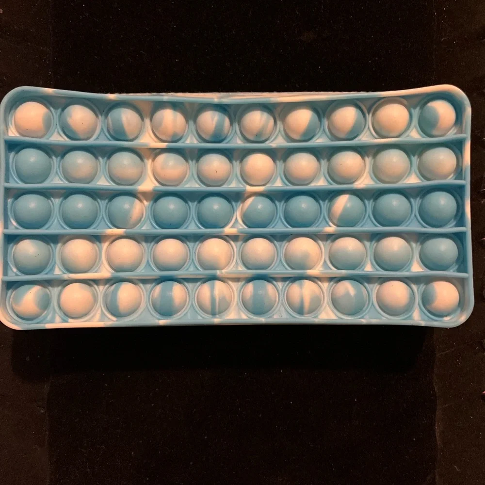 Silicone Fidget Pencil Case Push Pop Bubble Sensory Relief Blue Pop It Fidget